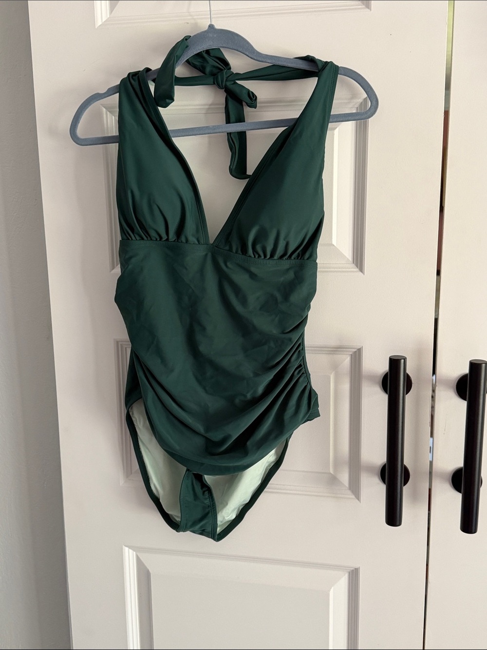 Classic Halter One-Piece Swimsuit in Dark Green XXL
